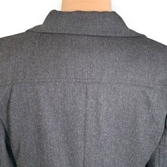 Vintage Wool Blazer Jacket Tailored Dark Gray Black Oversized Preppy Classic - Picture 3 of 12